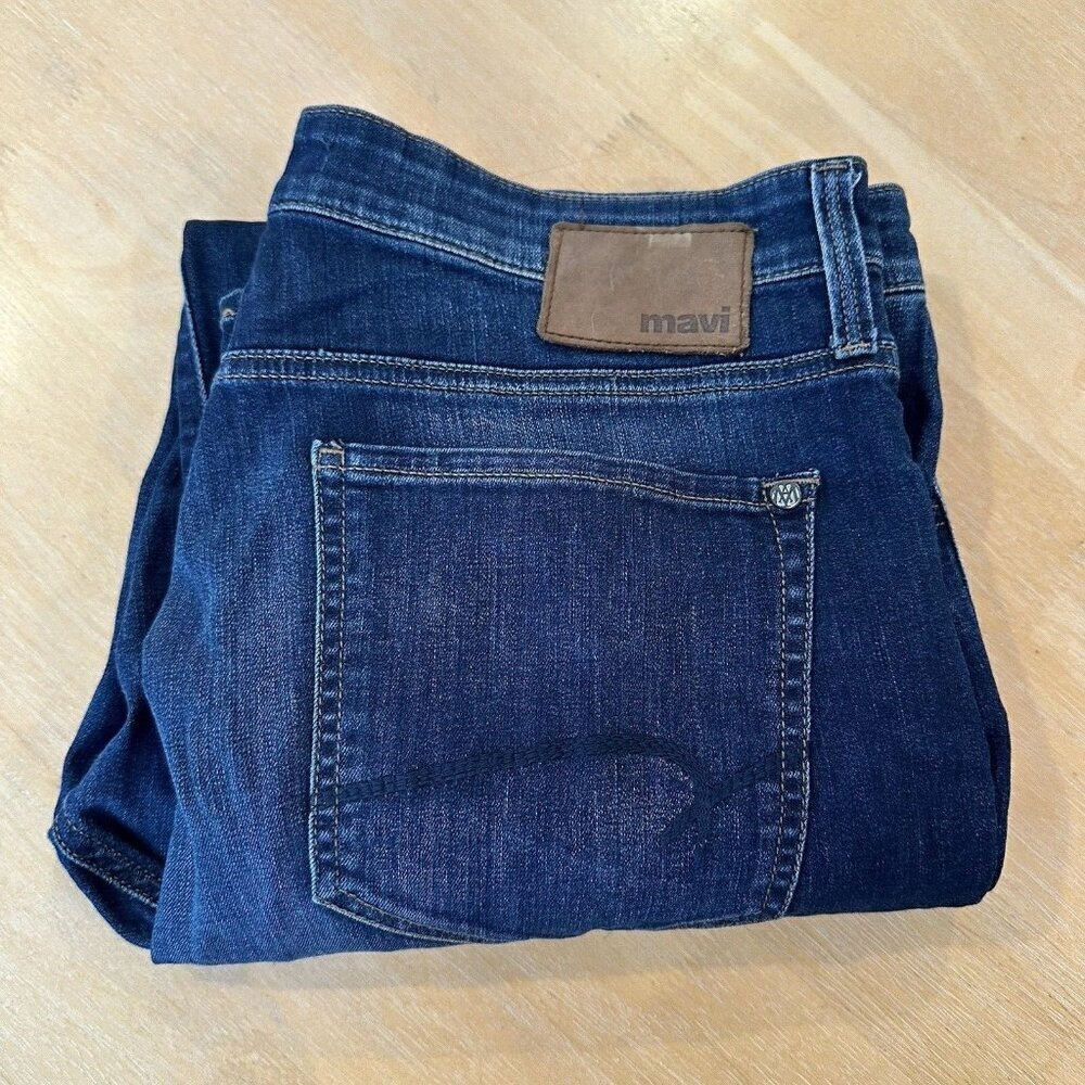 Mavi Jeans Mens 36x30 Blue Denim Straight Leg Stretch‎ Cotton Blend Dark Wash